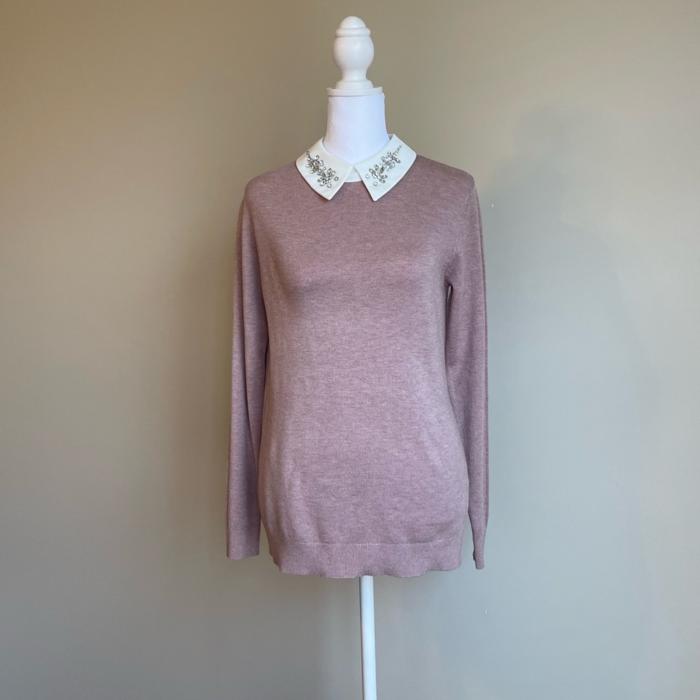 Vila Milano Sweater With Rhinestones Collar